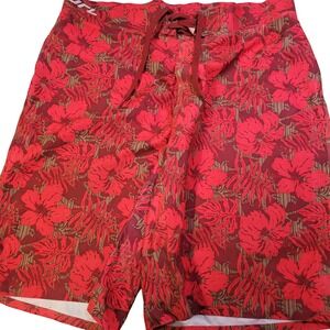 Rip Curl Red Floral Board‎ Shorts Men Size 36 Swim Trunks Quick Dry